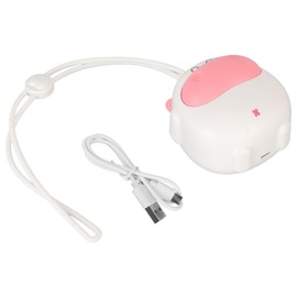 Mini Hanging Neck Fan USB Rechargeable 3 Speeds Bladeless Hands Free Cartoon Portable Small Fan with Adjustable Lanyard White