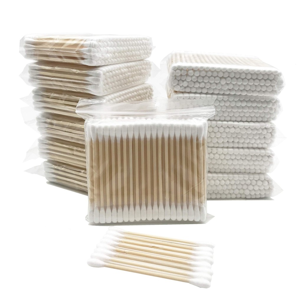 1200pcs Organic Wooden Stick Cotton Swab, Biodegradable Wood Handle Cotton Bud