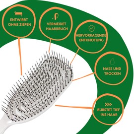Nascita Eco Hair Brush, Detangling Brush without Pulling, for Women, Men & Children, Detangler Curling Brush for Wet and Dry Hair, Also for Curls and Long Hair, Hair Brush Beige