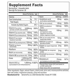 BariatricPal Multivitamin ONE 1 per Day! Bariatric Multivitamin Chewable with 45mg Iron - Mixed Berry (30 Count)