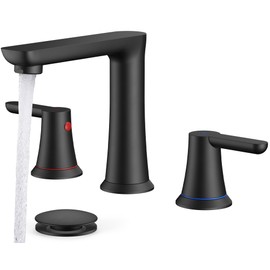 FORIOUS Black Bathroom Faucet 3 Hole, 8" Matte Black Vanity Faucet Bathroom