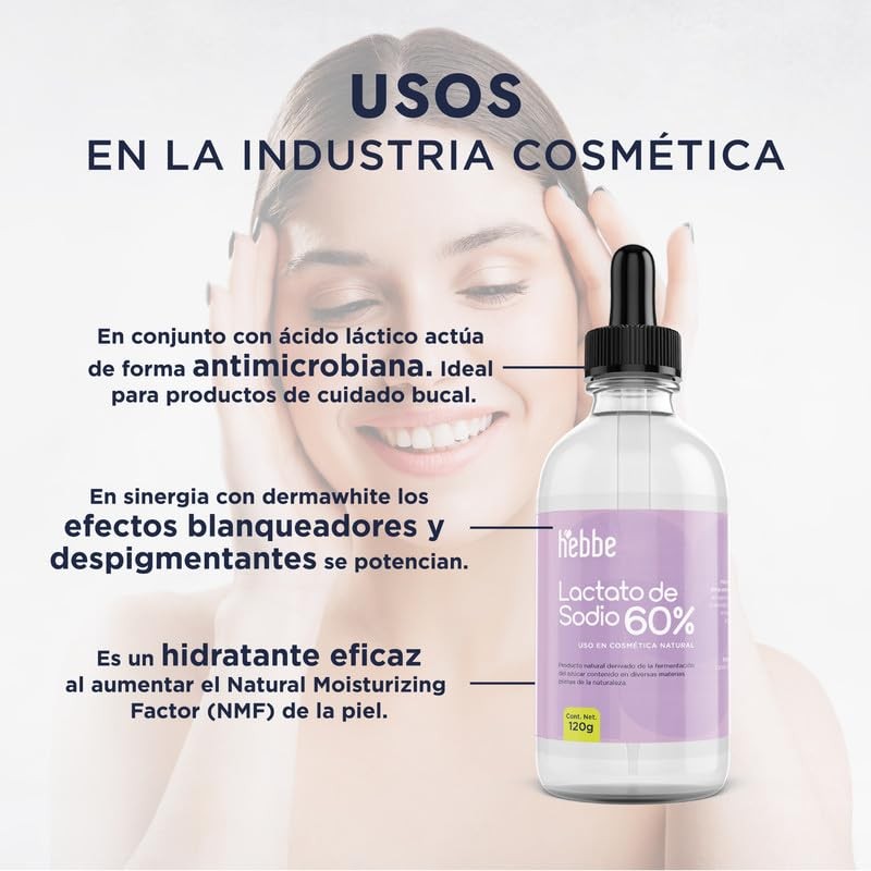 Hebbe - Lactato de Sodio Hidratante Natural para Cosméticos, 120