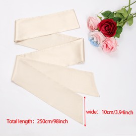 obmwang Wedding Satin Sash Belt for Special Occasion Dress Bridal Sash 4'' Wide Double Side, Champagne