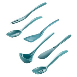 Hutzler 6 Piece Melamine Mini 7.5 Inch Cooking Utensil Set, Turquoise
