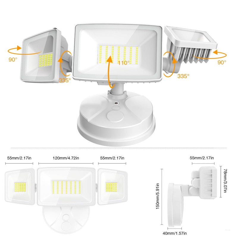 Onforu 75W Flood Lights Outdoor, 7000LM Brightness Security Lights Switch
