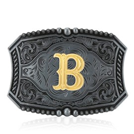 JMM Upgrade Western Belt Buckle Initial Letters ABCDEFG to Y-Cowboy Rodeo Small Belt for Men and Women