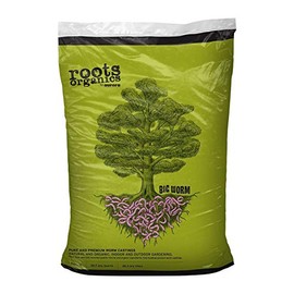 Roots Organics ROBW Big Worm Pure and Premium Worm Castings Fertilizer for Natural Soil Amendments, 1 Cubic Feet