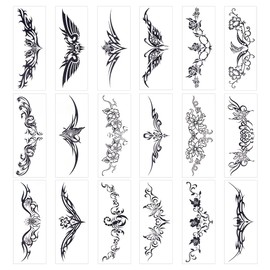 CRASPIRE 36 Sheets Totem Temporary Tattoos Rose Flower Rose Butterfly Black Paper Temporary Removable Tattoo Stickers Paper Waterproof Long Lasting Makeup for Body Arm Neck Back Leg Art