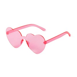KFPH Heart Shape Sunglasses Trendy Rimless Transparent Candy Color Heart Glasses for Party Favor