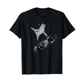 Cat on Skateboard Graphic Tee – Funny Kitten on Skateboard T-Shirt for Men Women
