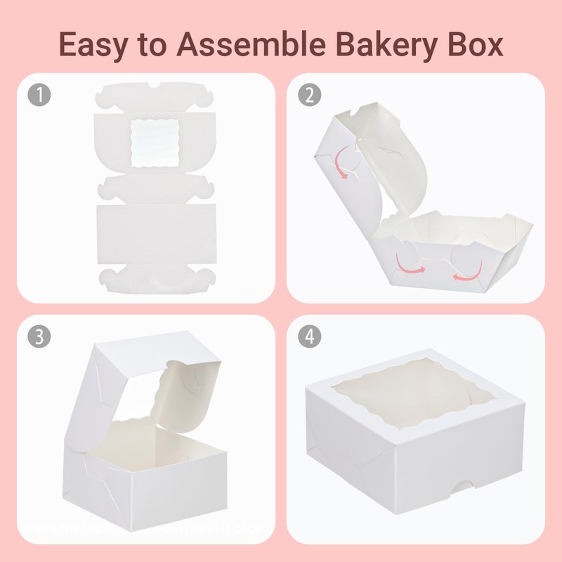 50pcs 3¼"X3¼X1½ Inch Bakery Boxes with Window Cookies Boxes Soap