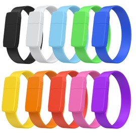 FEBNISCTE 8 GB Bracelet USB Stick, Pack of 10 USB Sticks, Multicoloured USB 2.0 USB Flash Drives 8 GB, Portable, Affordable Memory Stick, Pendrive, Colourful Flash Drives for Children's Day