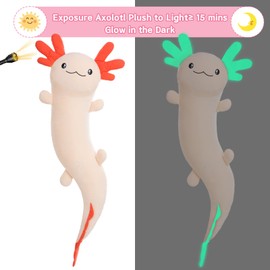 MaoGoLan Large Axolotl Plush Body Pillow, XL Axolotl Stuffed Animal for Kids, Salamander Plush Glow in The Dark, Christmas Valentine Birthday Gifts Pink