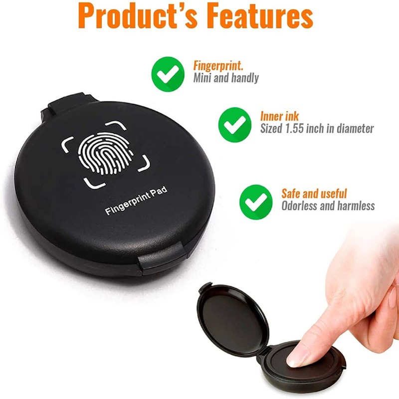 Professional Fingerprint Ink Pad, Thumb Print Ink Pad, Black Thumb