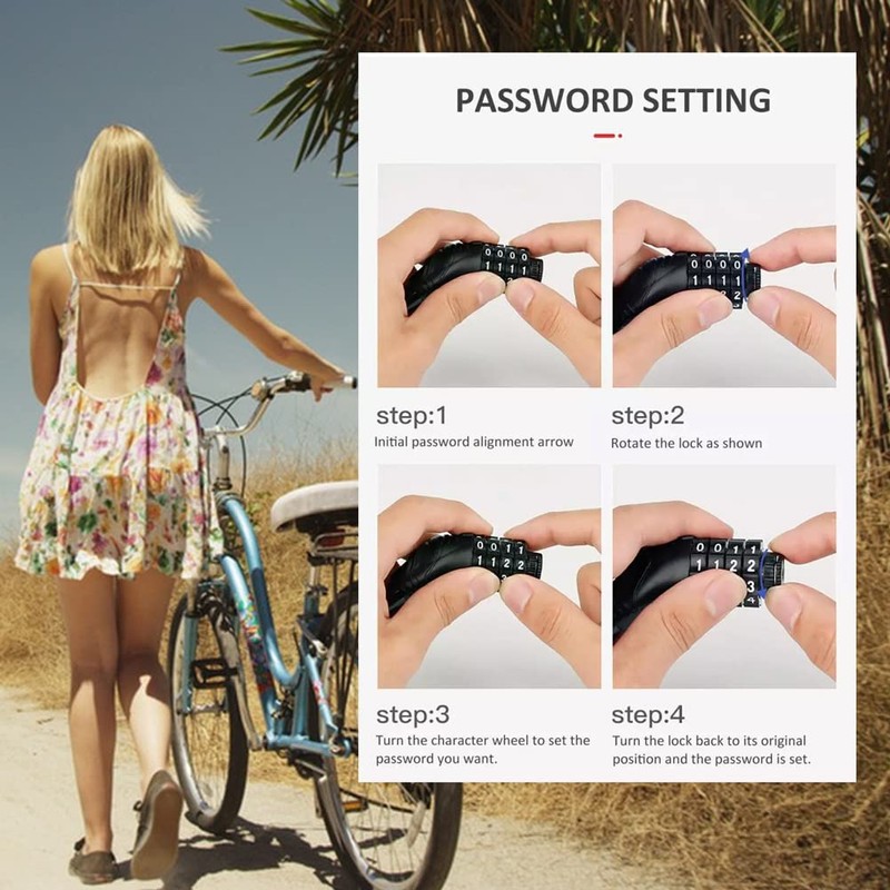 Bicycle Lock, Bicycle Chain Lock, Chain Lock, Number Code Combination