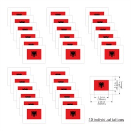Womaha 30 Pcs Individual Temporary Albania Flag Tattoos Fans Face Tattoo Stickers for Adults Kids Group Activity Props