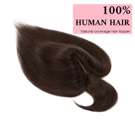 SEGO 100% Real Human Hair Toppers, with Air Bangs, Silk Base 150% Density, Clip in Topper, 2.7肺5.1・ HairPieces for Women, with Thinning/Hair Loss Cover Gray