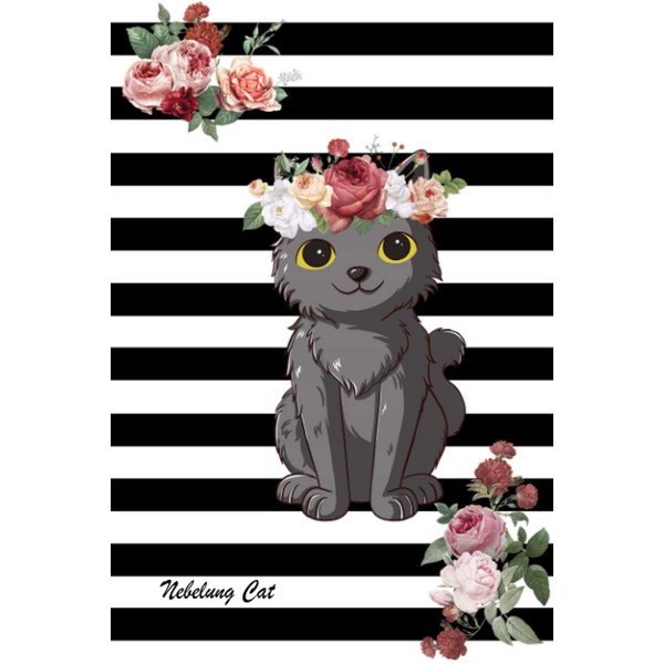 Nebelung Cat Flowers Blush Notes: Cute Cat Flowers Notebook, Journals,