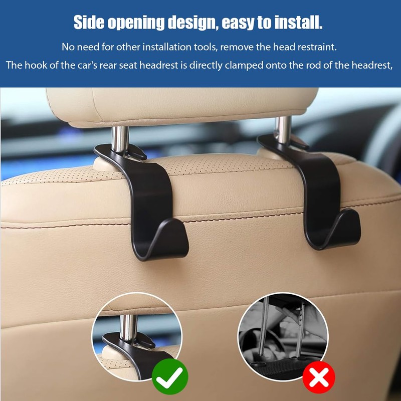 ZEPIQOR Pack of 6 Car Storage Hooks, Car Plastic Hooks