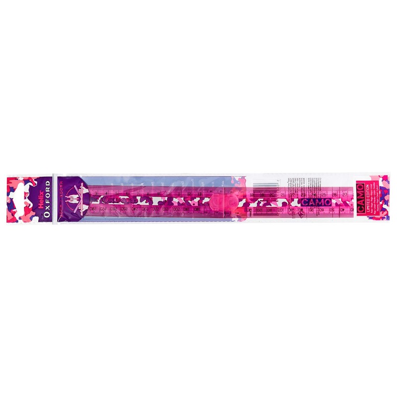 Helix Oxford Camo Folding 30cm Ruler - Pink