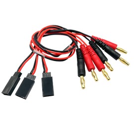 3Packs Futaba Style Receiver Plug to 4mm Banana Connector Battery Charge Lead Adapter 20awg 30cm 11.8inch Silicone Cable