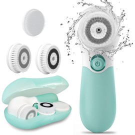 Cepillo de limpieza facial eléctrico exfoliante facial con 3 cabezales limpiadores y 2 velocidades ajustables para limpieza profunda, eliminación de puntos negros, masaje facial