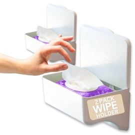Bathroom Wipes Holder Dispenser with Shelf – Restroom Organizer & Wipe Holder for Bathroom – Tool Free Wall Mounted Baby Wipe Holder by Storage Theory – White, 2 Pack