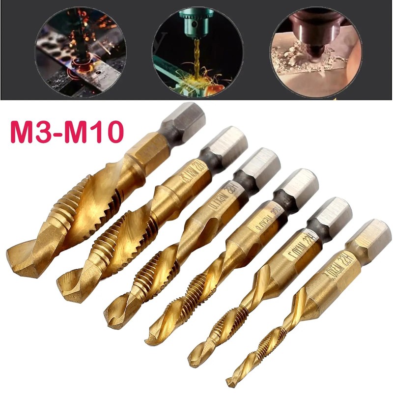 Anhoer 6Pcs HSS Tap Drill Bit Set 2 in 1