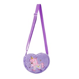 Little Girls Birthday Party Gifts Plush Unicorn Crossboby Bags Cute Toddler Coin Purse Wallets Kids Mini Shoulder Bag (Horse-Purple-B)