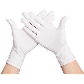 HERRMANN Nitrile Gloves in Size L, Pack of 200, Single Gloves, White in Practical Dispenser Box, Ideal for Hygiene Areas - such as Food Industry, Cosmetics and Much More, Latex-Free (L)