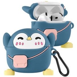 Boaretiu for Airpods 4th 2024 Case Cute Cartoon Kawaii - with Keychain Funny Design Cover Shell for Girls Teens Women Cases for Air Pods 4th, Penguin