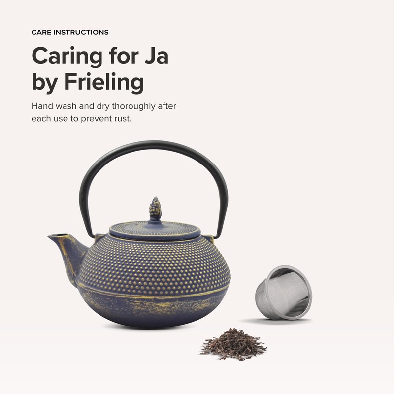 Frieling Ja By Arare Blue and Gold Cast Iron Teapot