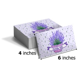 Pro Supply Global (50 Count of Large 4x6 Lavender Thank You Insert Cards Without Envelopes For Your Small Online Business - Displays Customer Appreciation - Great For Baby Showers and Weddings