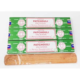 Satya Nag Champa & JRose Collections Combo Incense Sticks, 3 Packs of 15gms with JROSE Incense Sticks Holder (3 X Patchouli)