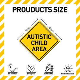 BTHUKO Autistic Child Area Heavy Duty Aluminum Warning Sign 12" X 12"