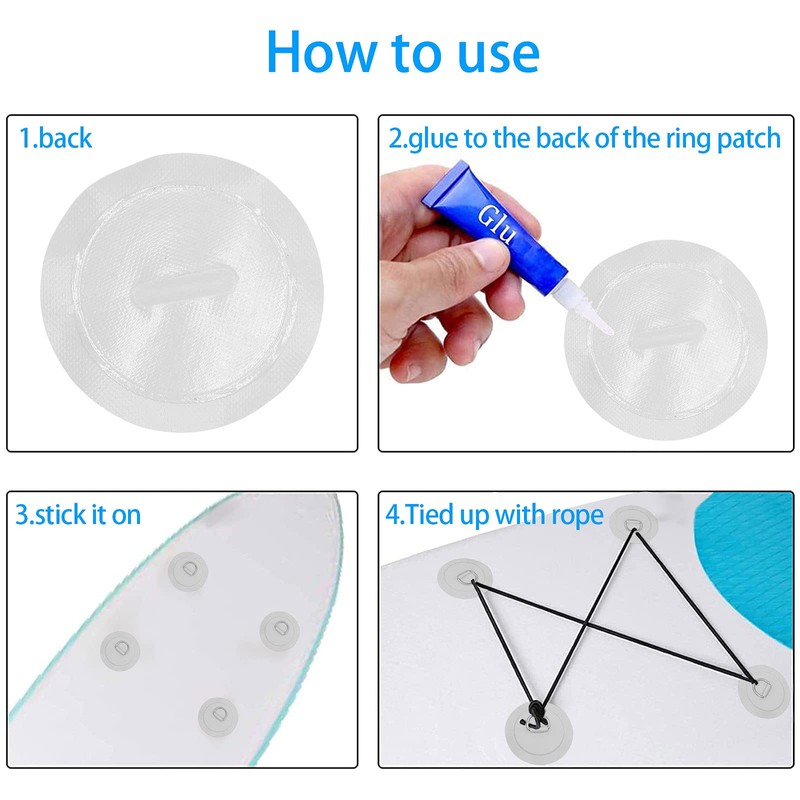 6pcs PVC D-Ring Patch Stainless Steel D Ring Patches for