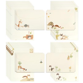 36PCS Writing Paper and Envelopes Sets, 4 Different Cat Themed Letter Writing Paper and Envelopes, Lovely 24 Paper and 12 Stationery Packaging, Letter Writing Set for Invitation Gifts Greeting Cards
