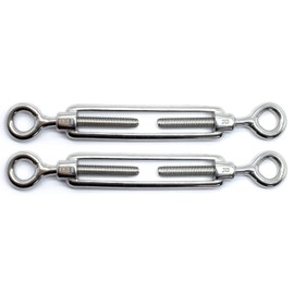M4 x 58mm Eye & Eye Turnbuckles Wire Tensioner Strainer Closed Hook Threaded Hook A4 Marine Grade Stainless Steel (Pack of 2)