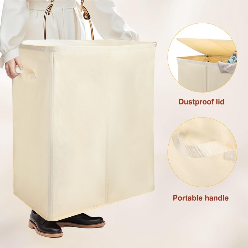 Voova 154L Double Laundry Hamper with Lid and 2 Removable