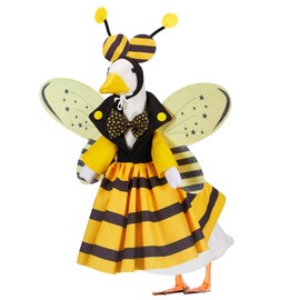 EKOREST Summer Porch Goose Outfits for 23 Inch Lawn Statue, Funny Bee Costume for Plastic/Cement Statue, Seasonal Sculpture Clothes for Halloween Party Decoration