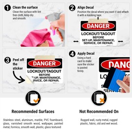 Lockout Tagout Before Setup Maintenance Service Or Repair OSHA Sign, 10x7 Inches, 4 Mil Vinyl Decal Stickers Weather Resistant, Made in USA