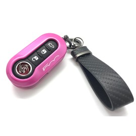 Generic Nordecco Gl?nzend Schlsselanh?nger Hlle Kompatibel mit Fiat 500C 500-500L Abarth Grande Punto Brava Panda Stilo Linea (Schwarz Einfarbig Schlsselanh?nger, Fuchsia Geh?use)