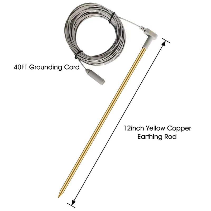 Brass Grounding Rod with 40ft Wire,Earthing Rod Great to Use