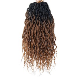 Faux Locs Crochet Hair Goddess Locs Crochet Hair 6Packs 24Inch Pre-looped Deep Wavy Crochet Locs,Locs with Soft Curly Ends Dreadlocks Faux Crochet Locs Synthetic Braids Extensions 72locs (24'', T30)