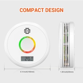 Jemay Carbon Monoxide Detector,10-Year Life CO Carbon Monoxide Detectors Battery Operated, Carbon Monoxide Alarm with LCD Digital Display and 3 LED Lights,CO Alarm for Bedroom and Car,2 Packs