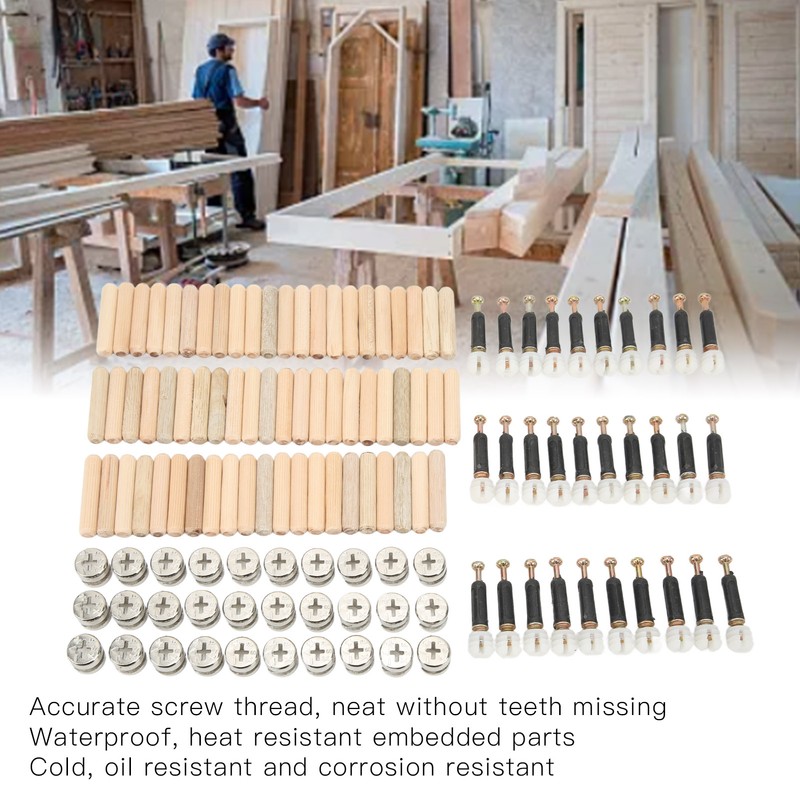 Cam Fittings Set with Dowel Pre Inserted Nut for Cabinet
