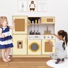 Costzon Kids Kitchen Playset, Wooden Play Kitchen w/Rattan Door, Realistic