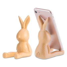 AhfuLife Phone Stand, Wooden Rabbit Bunny Phone Holder, Desk Decoration, Gift for Valentine's Day, Easter Day, Mother's Sunday