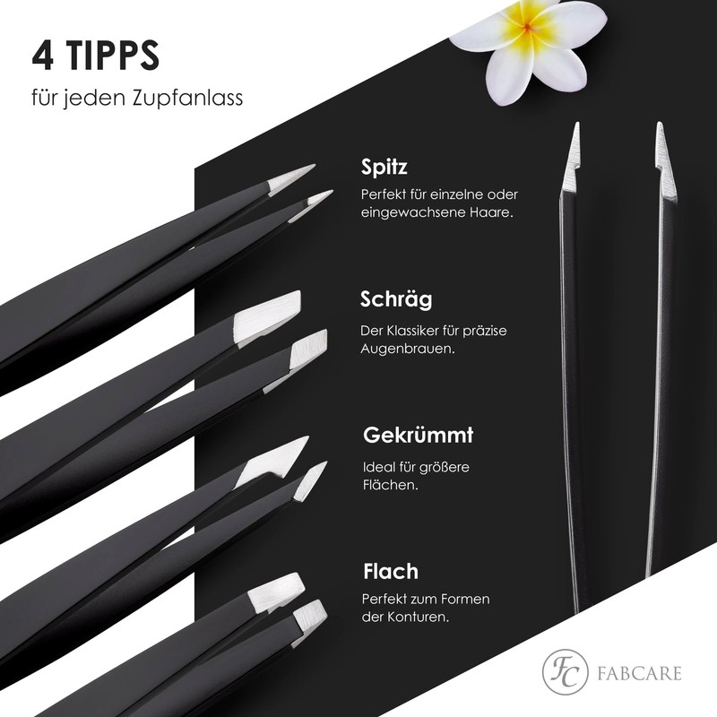 Eyebrow Tweezers Set with Case (4-Piece), Improved Tip, Tweezers, Eyebrow
