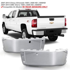ACANII - For 2007-2013 Chevy silverado 1500 GMC Sierre 1500 Chrome Steel Rear Bumper End Cap w/Sensor Holes Left+Right